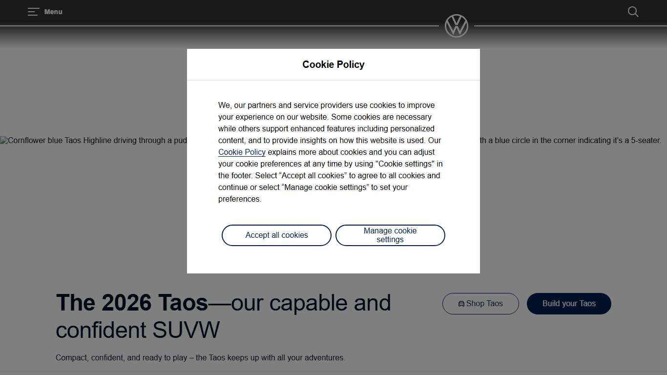 2026 VW Taos Compact 5-Seater SUV Volkswagen Canada